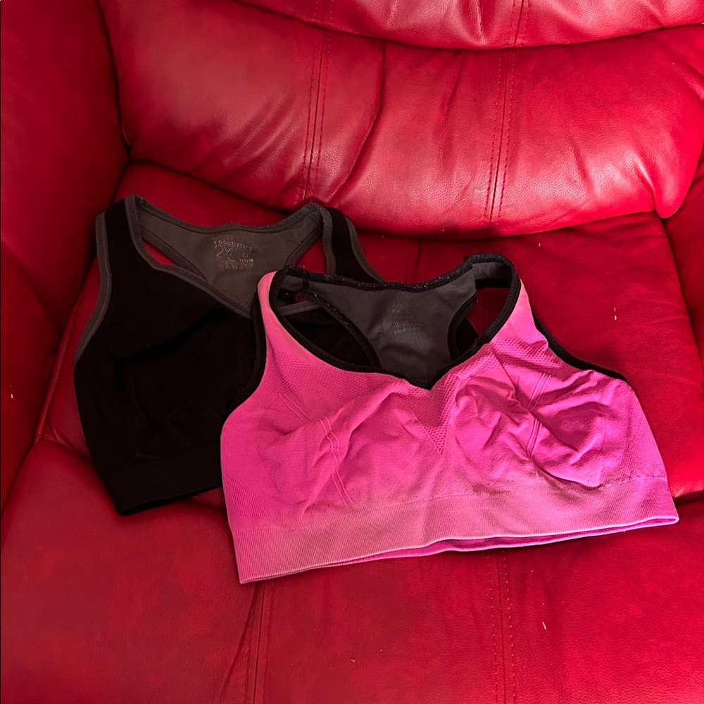 Women's Black and Pink Sports Bras